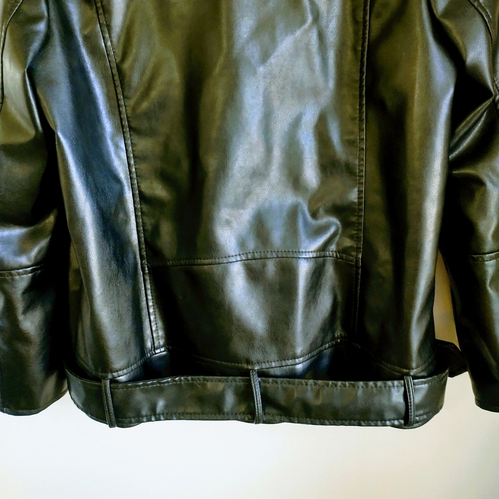 NWOT Shein Black PU Leather Women's Moto Jacket. - Picture 14 of 15